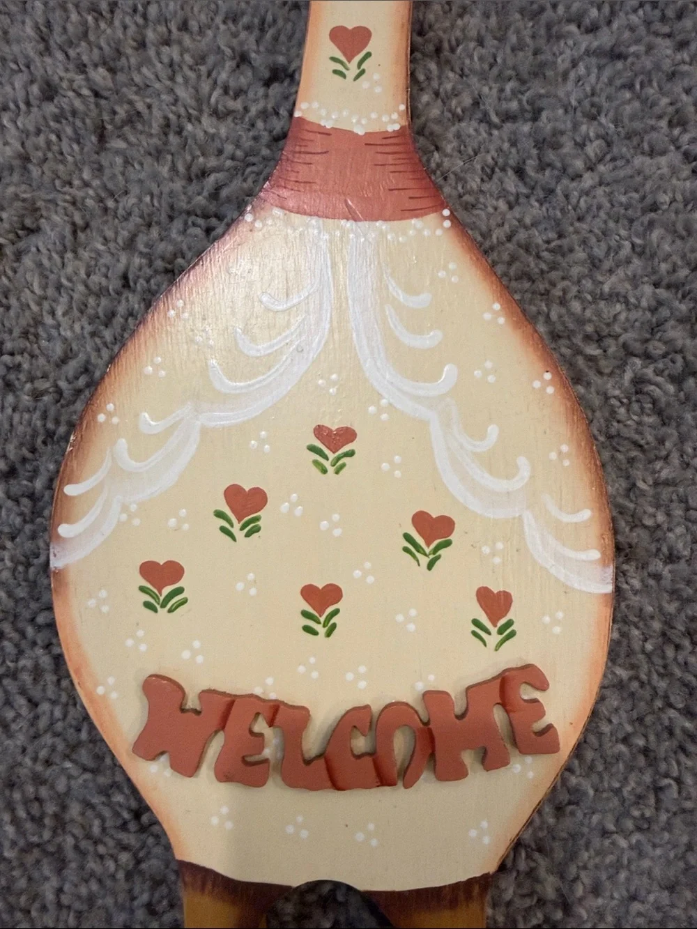 Hand-Painted Peach Goose Welcome Wall Accent